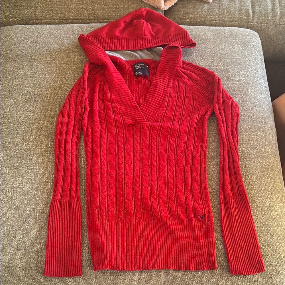 Women's Red Sweater with Hood